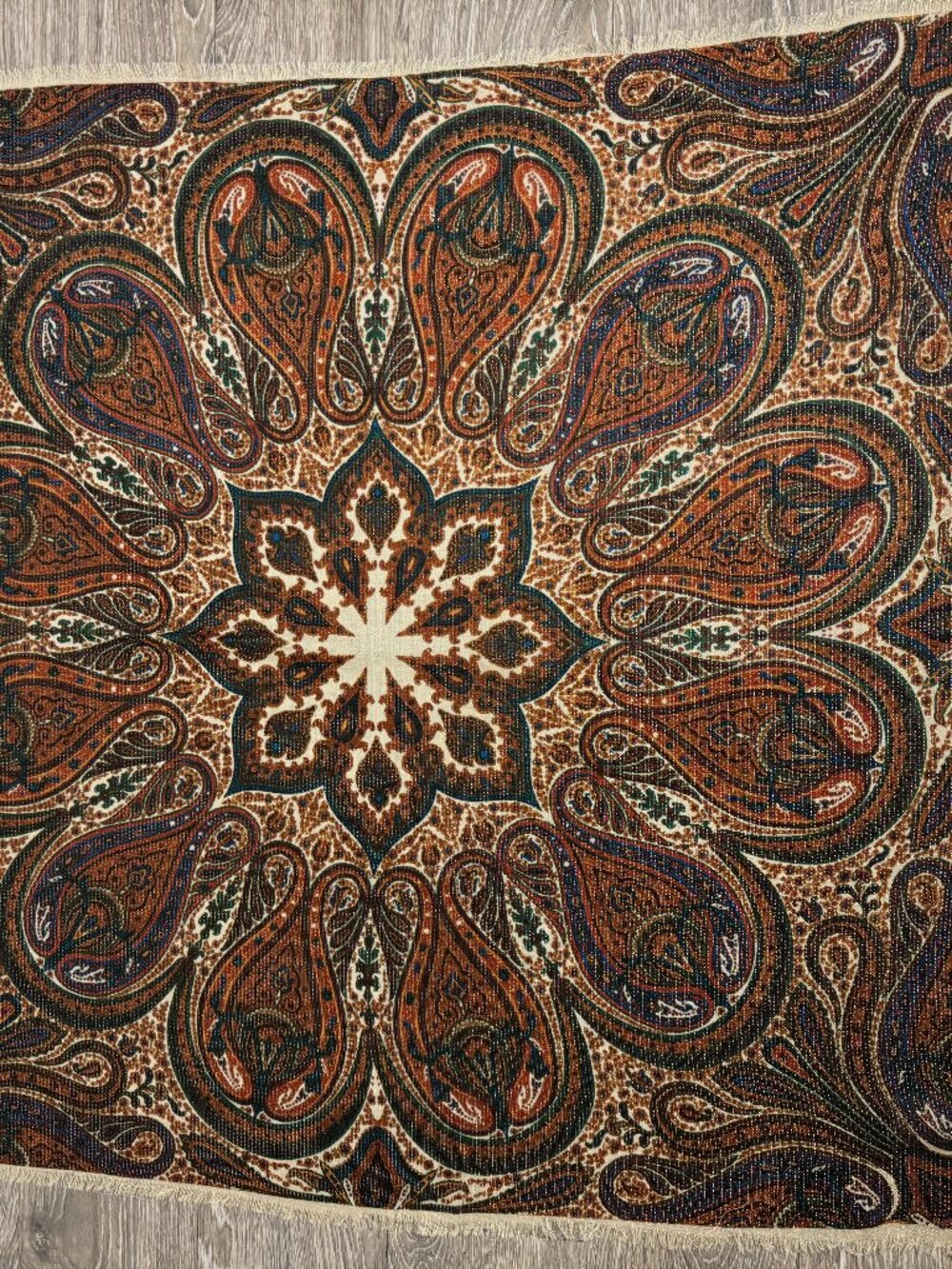 Vintage The Specialty House Wool Lurex Paisley Scarf Shawl Made in Japan 35x35